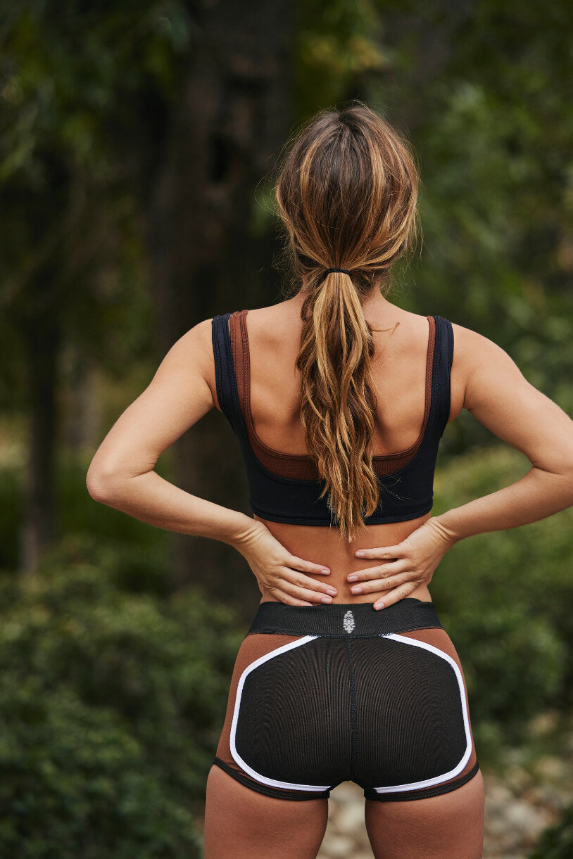 Free People There You Go Run Shorts in black argan oil