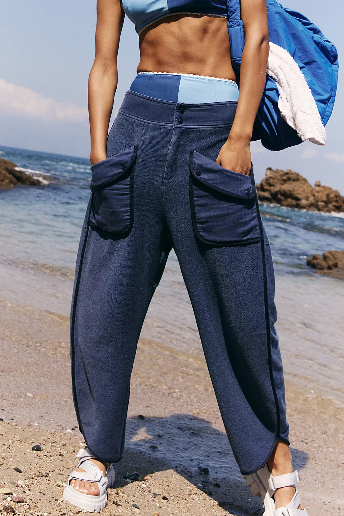 Free People timko pant in midnight navy