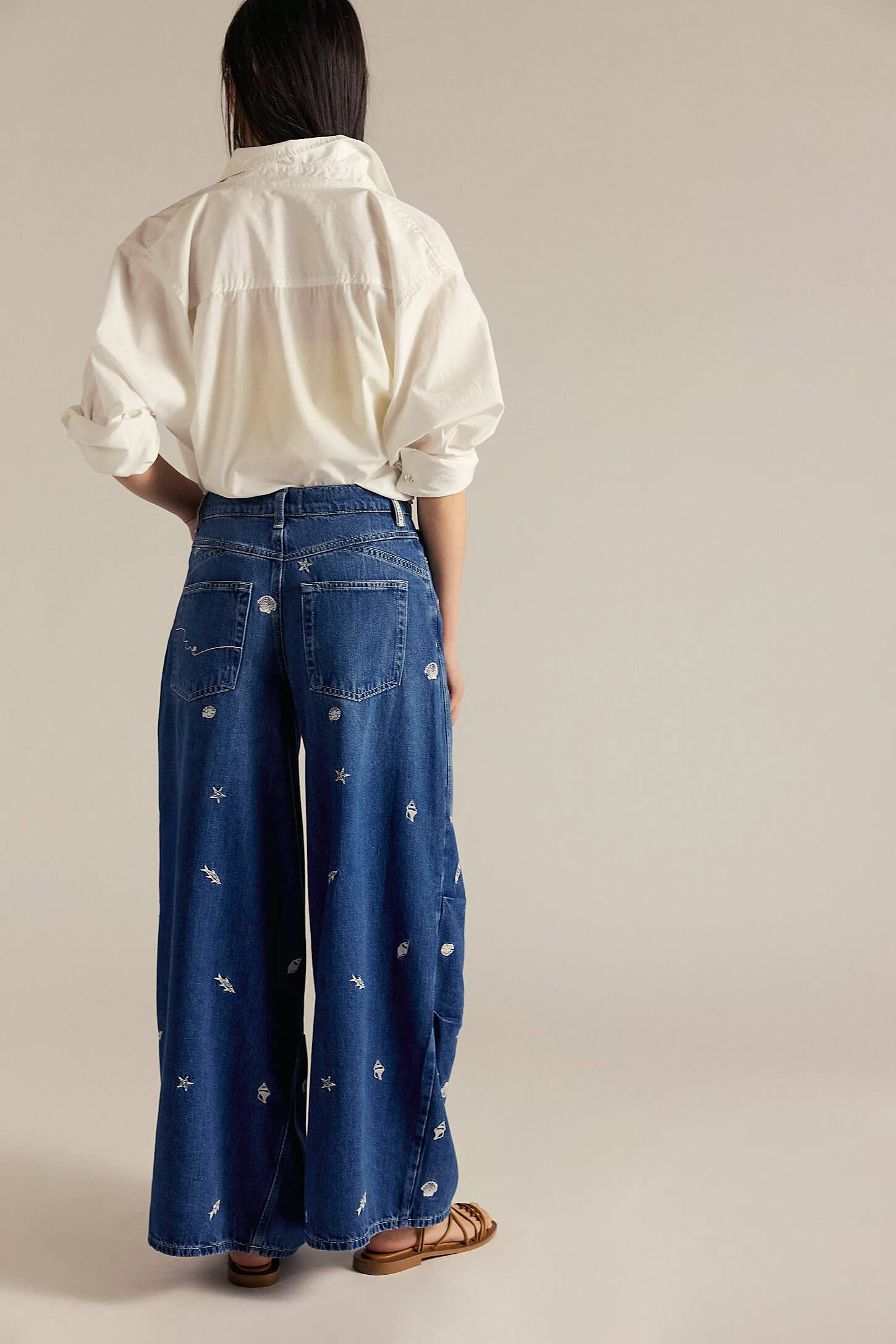 Free People Westward embroidered jeans in under the sea