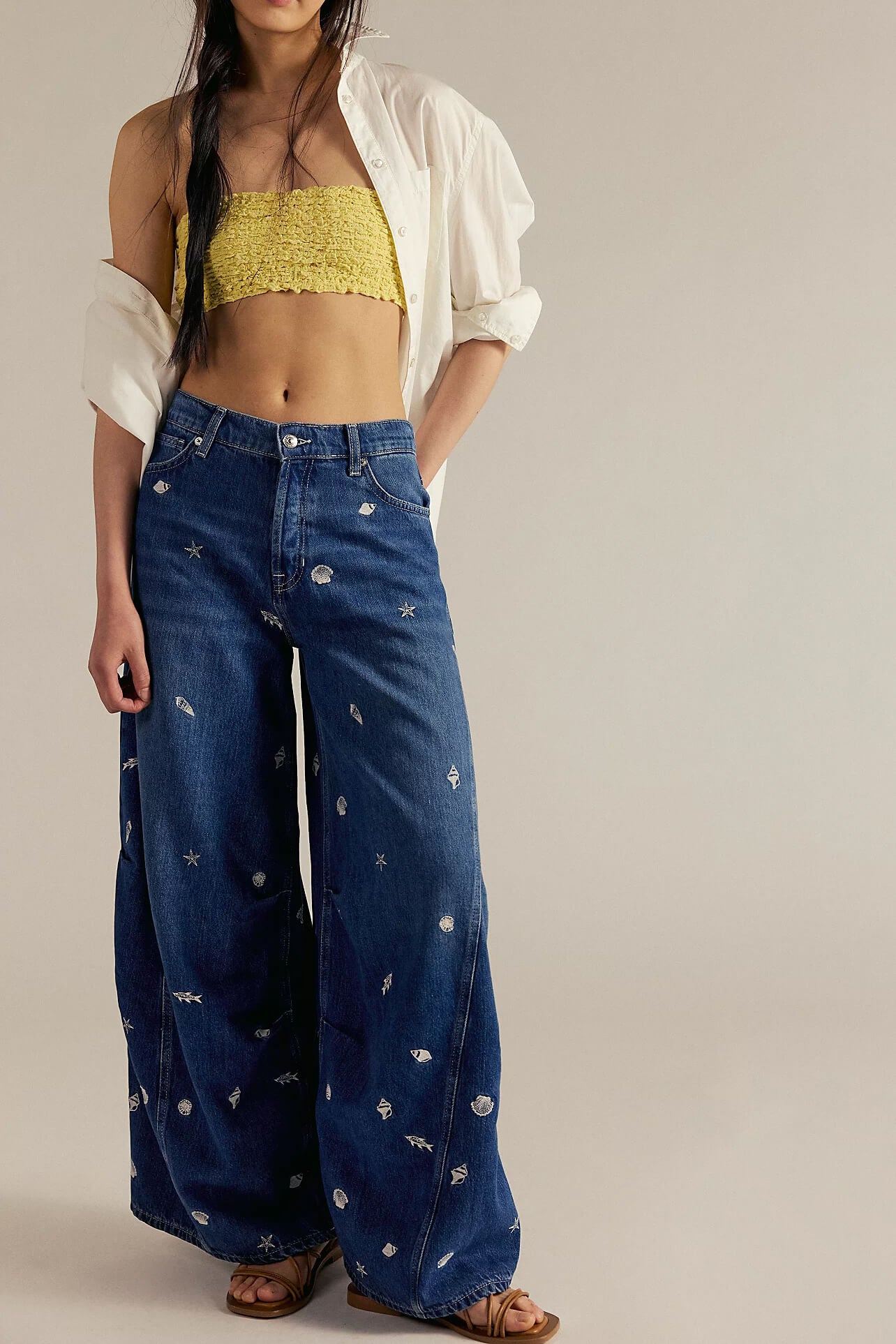 Free People Westward embroidered jeans in under the sea