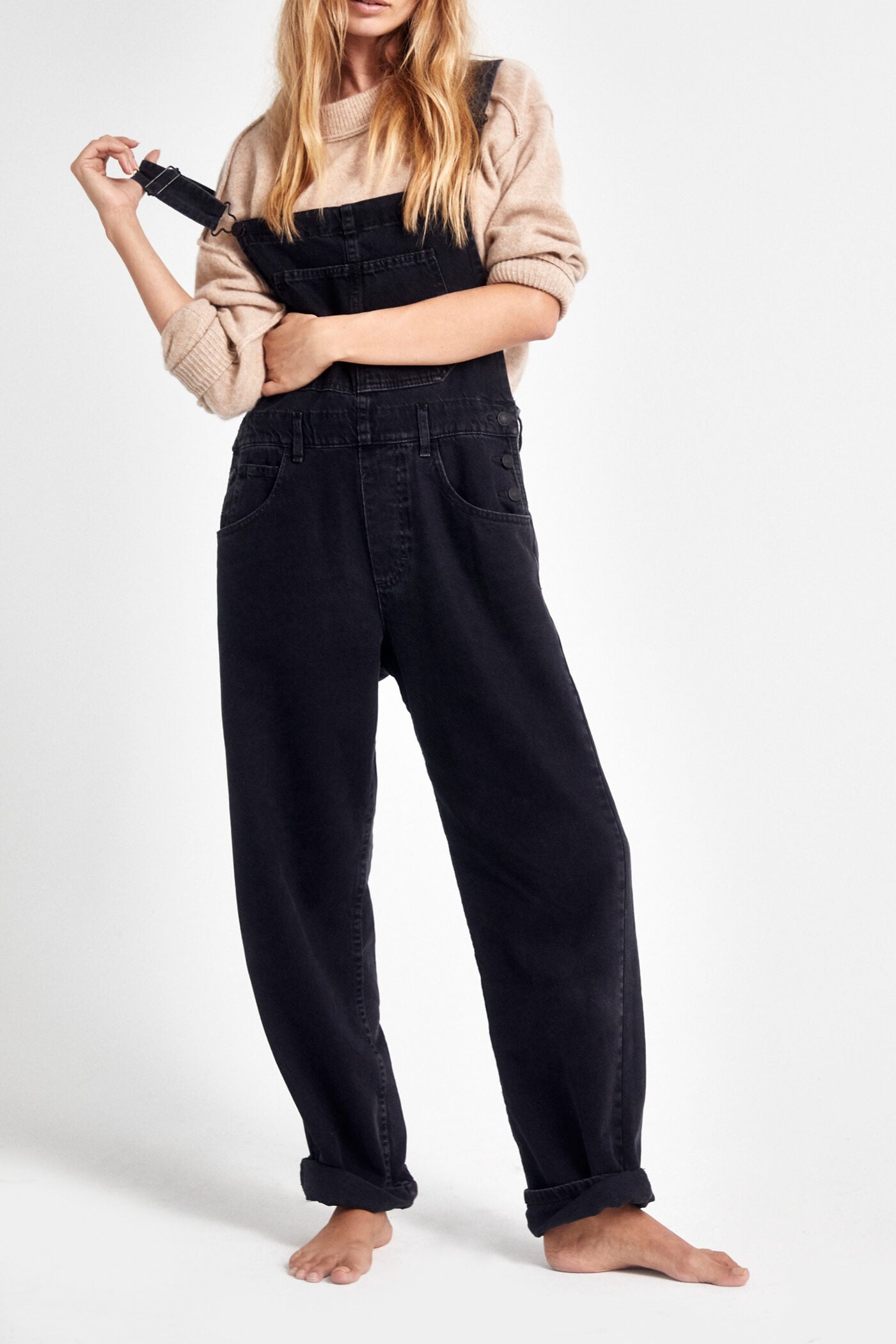 Free People ziggy denim overall in mineral black