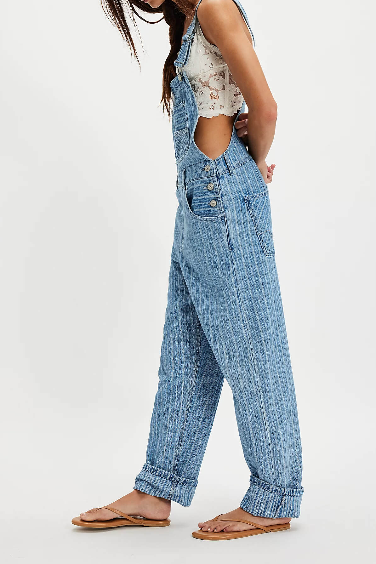 Free People Ziggy striped shortall in beachcomber