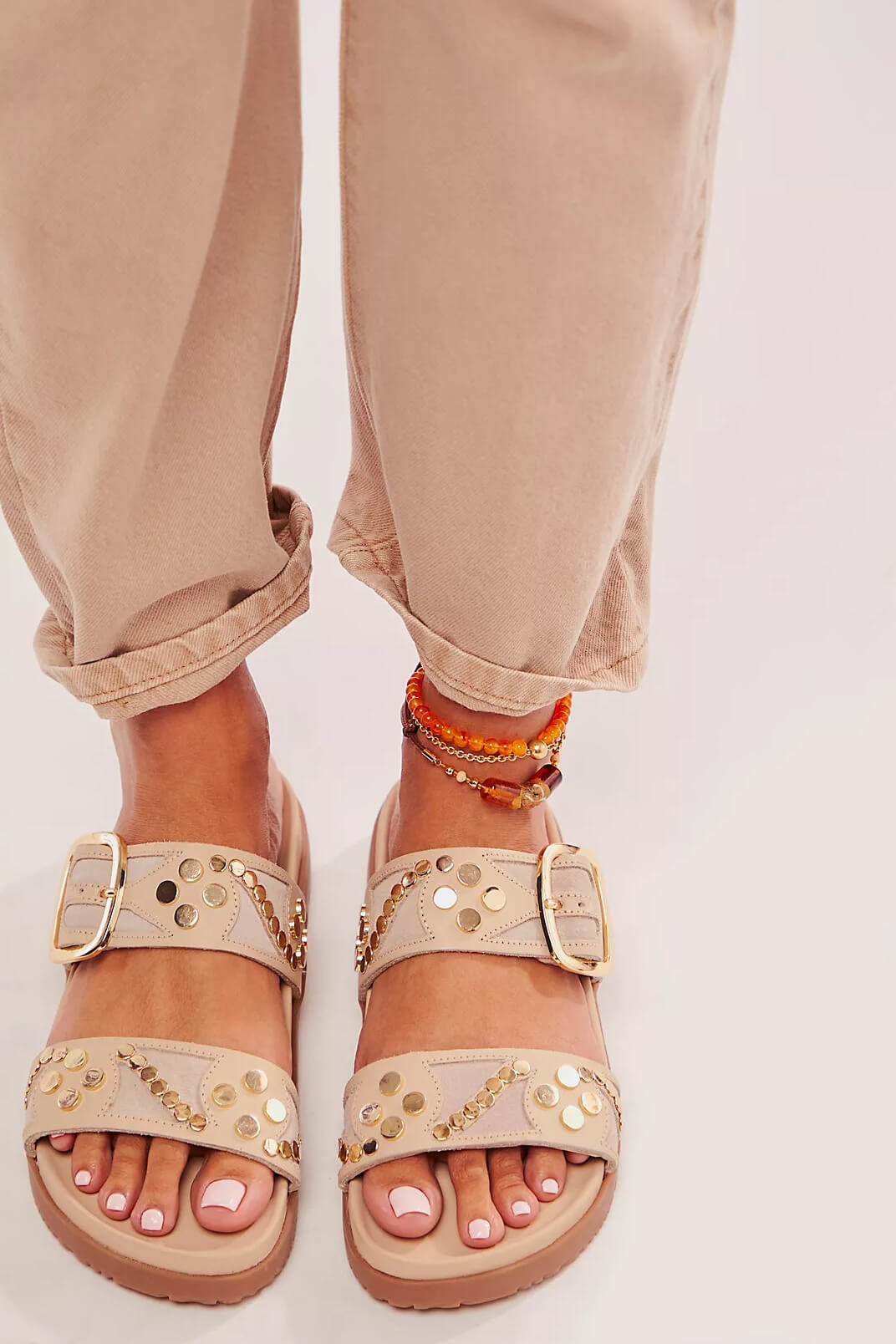 Free People revelry studded sandals in plaster