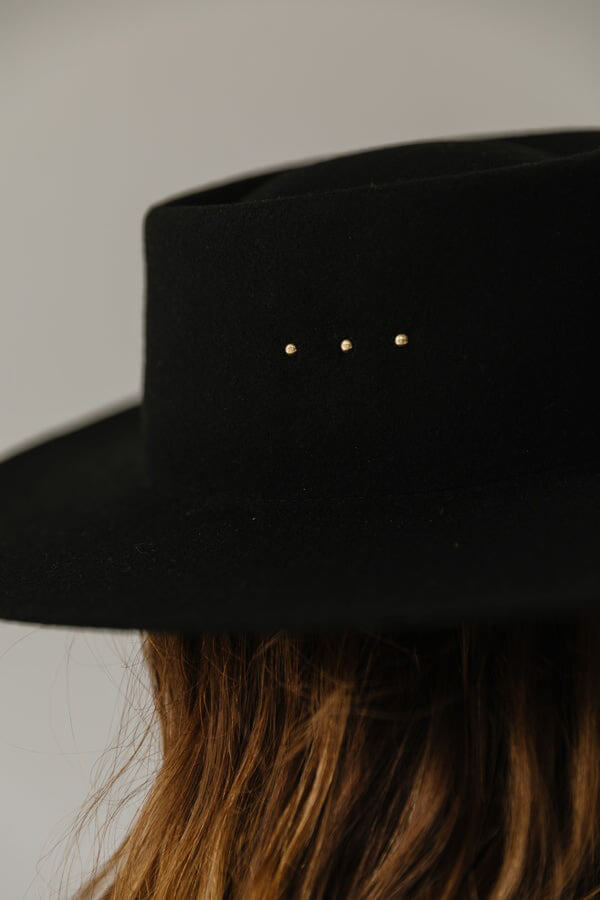 Gigi Pip Linden boater hat in black