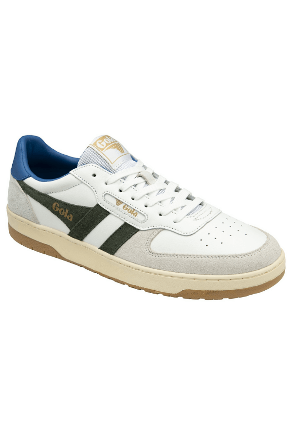 Gola Hawk Shoe in white dark khaki and sapphire