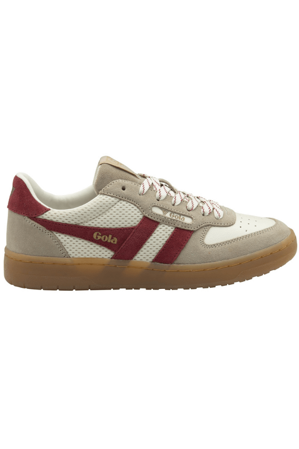 Gola Hawk '83 Shoes in off white, bone, deep red
