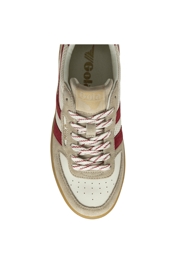 Gola Hawk '83 Shoes in off white, bone, deep red