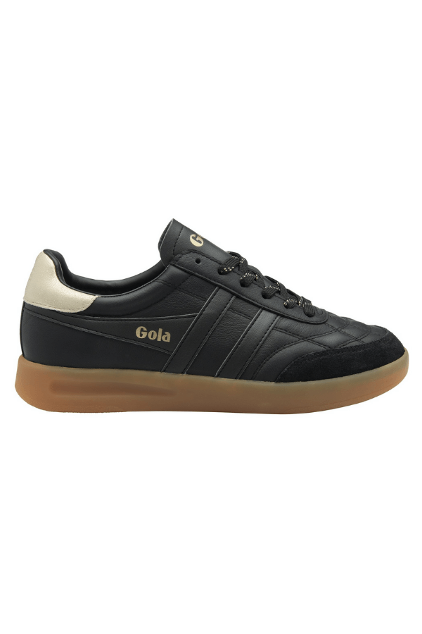 Gola Stadia shoe in black gold gum