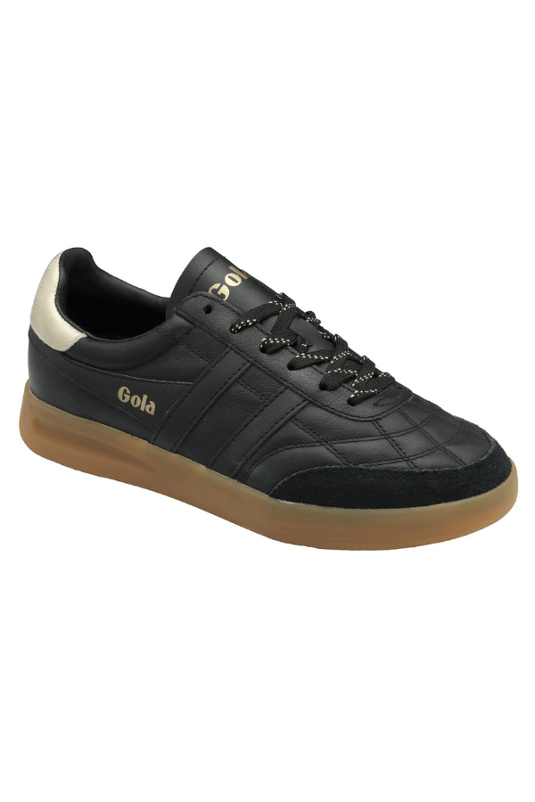 Gola Stadia shoe in black gold gum