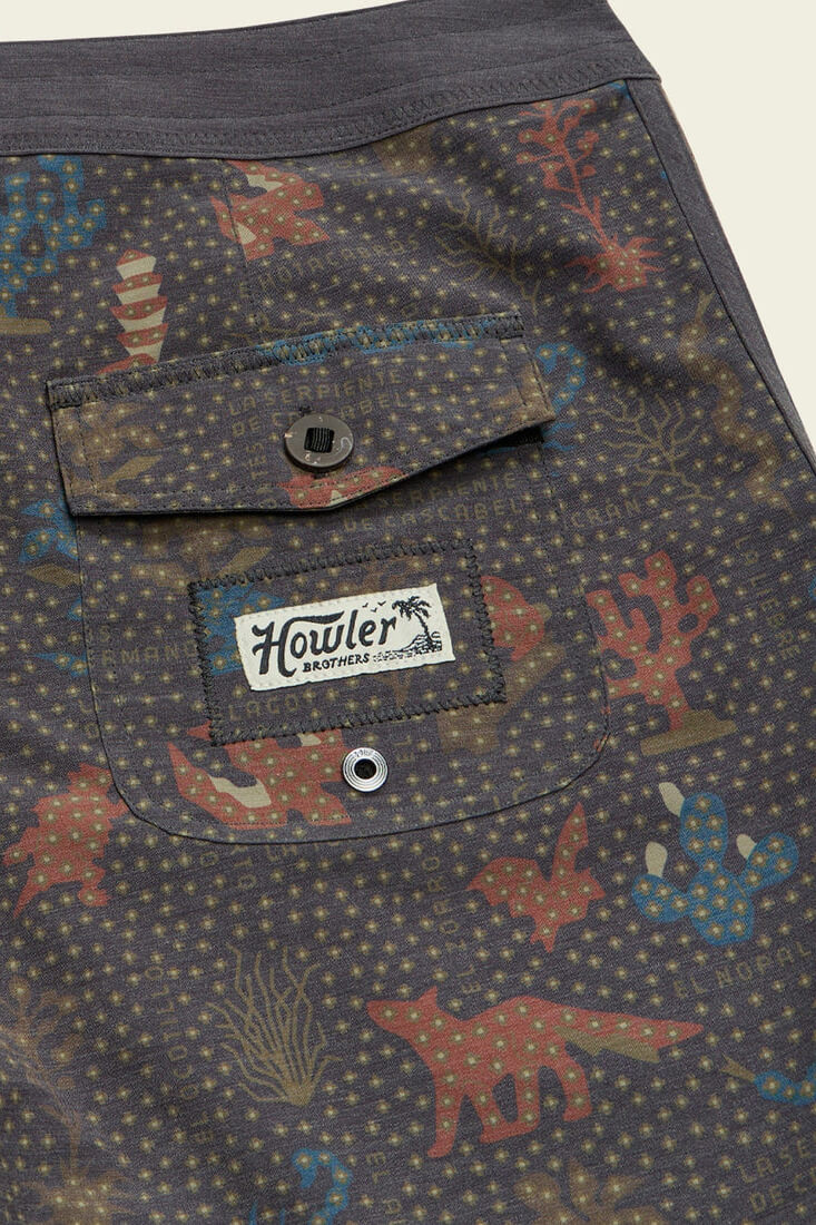 Howler Bros Bruja boardshorts in ecosistema antique black