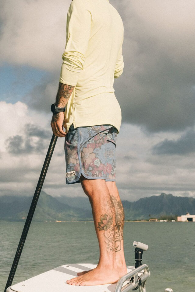 Howler Bros Bruja boardshorts in flower power blues