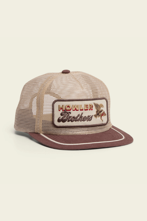 Howler Bros Osprey Prey Feedstore Snapback in khaki brown