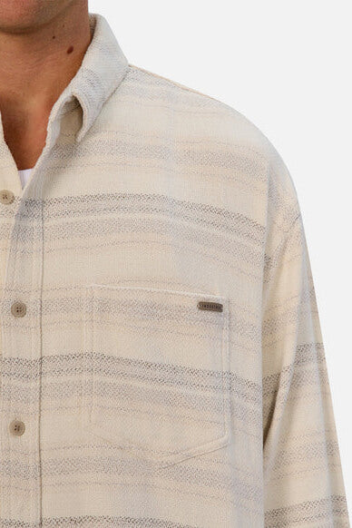 INDUSTRIE Nevada long sleeve shirt in beige combo