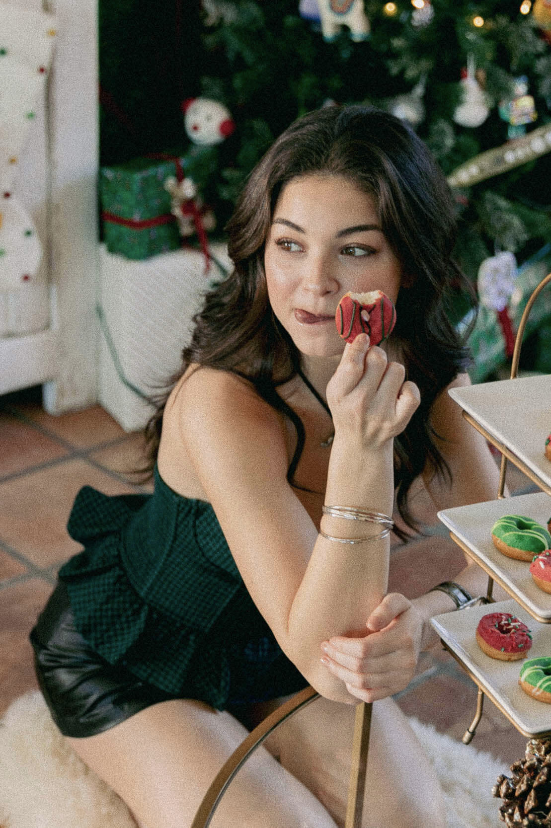 Womens black vegan leather skirt