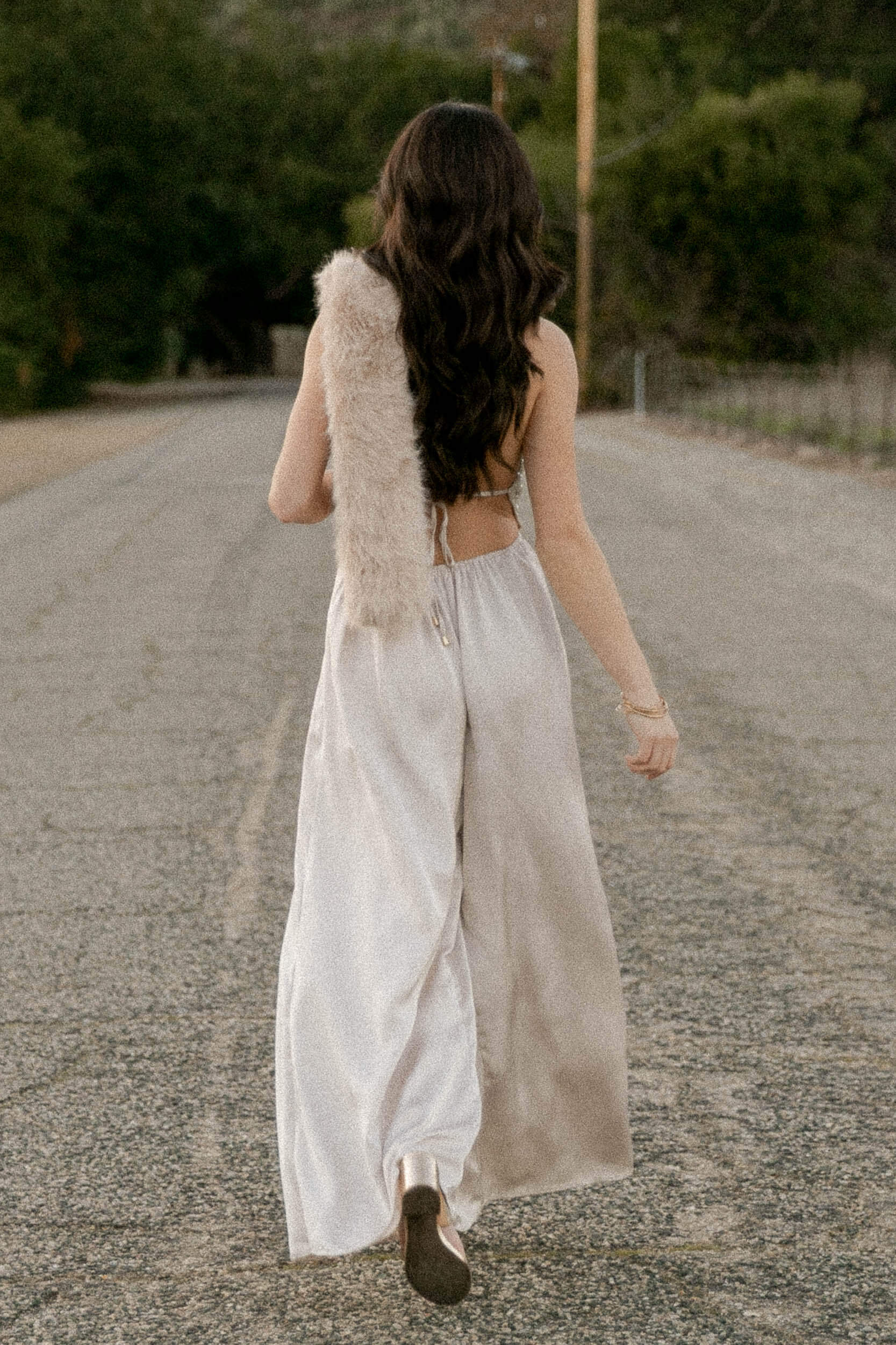 Women's ivory silk jumpsuit