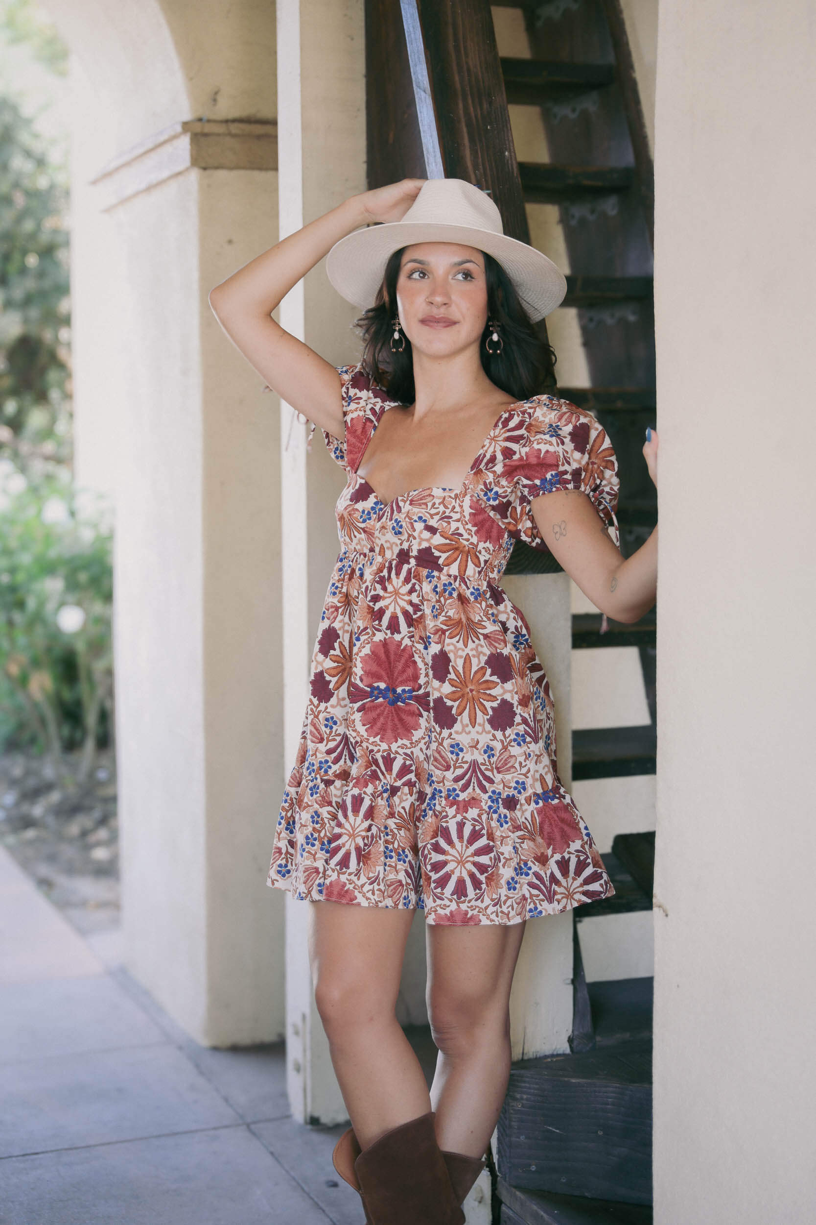 Womens wamr toned babydoll style dress with puff sleeves