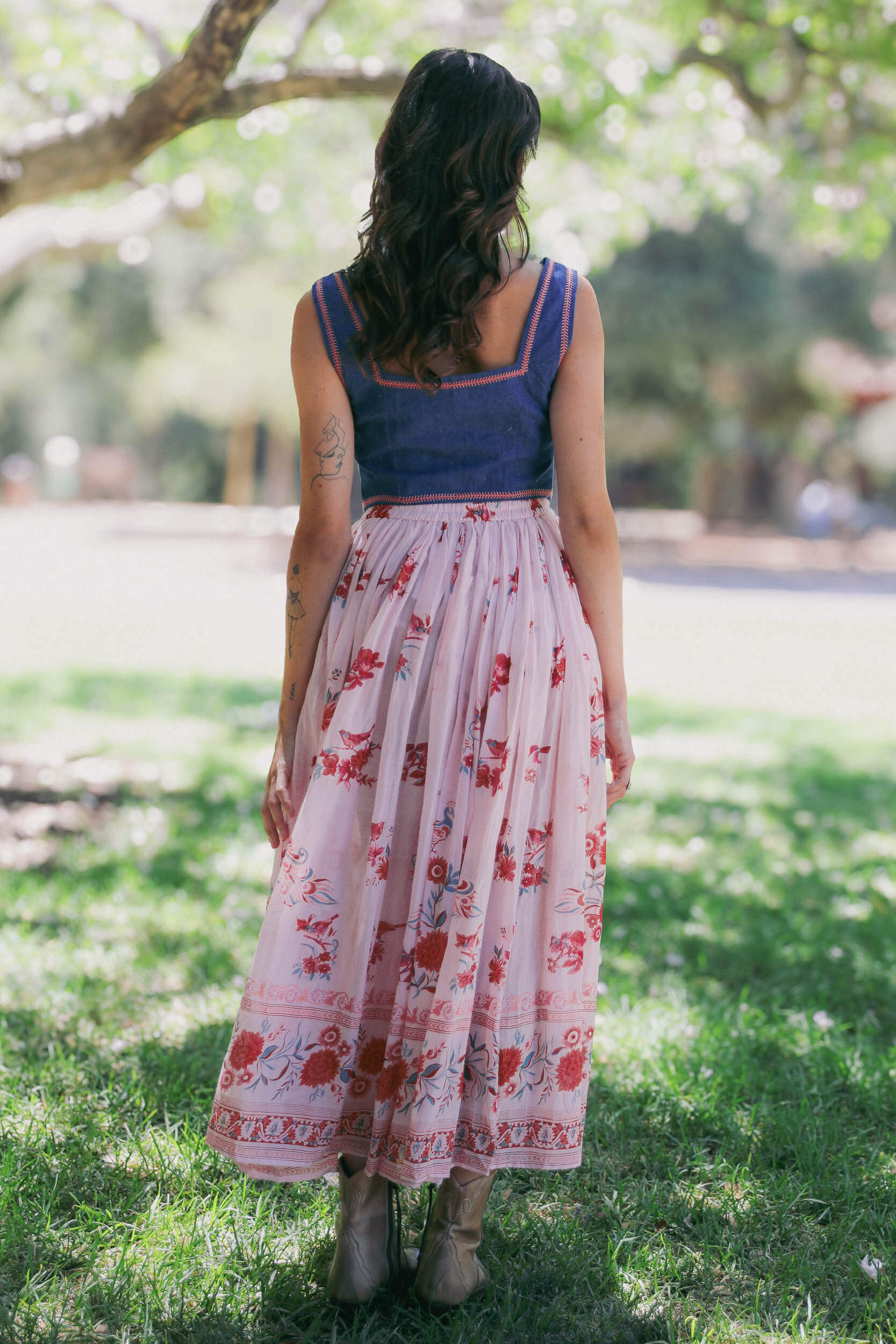 Womens maxi skirt with stretchy waist