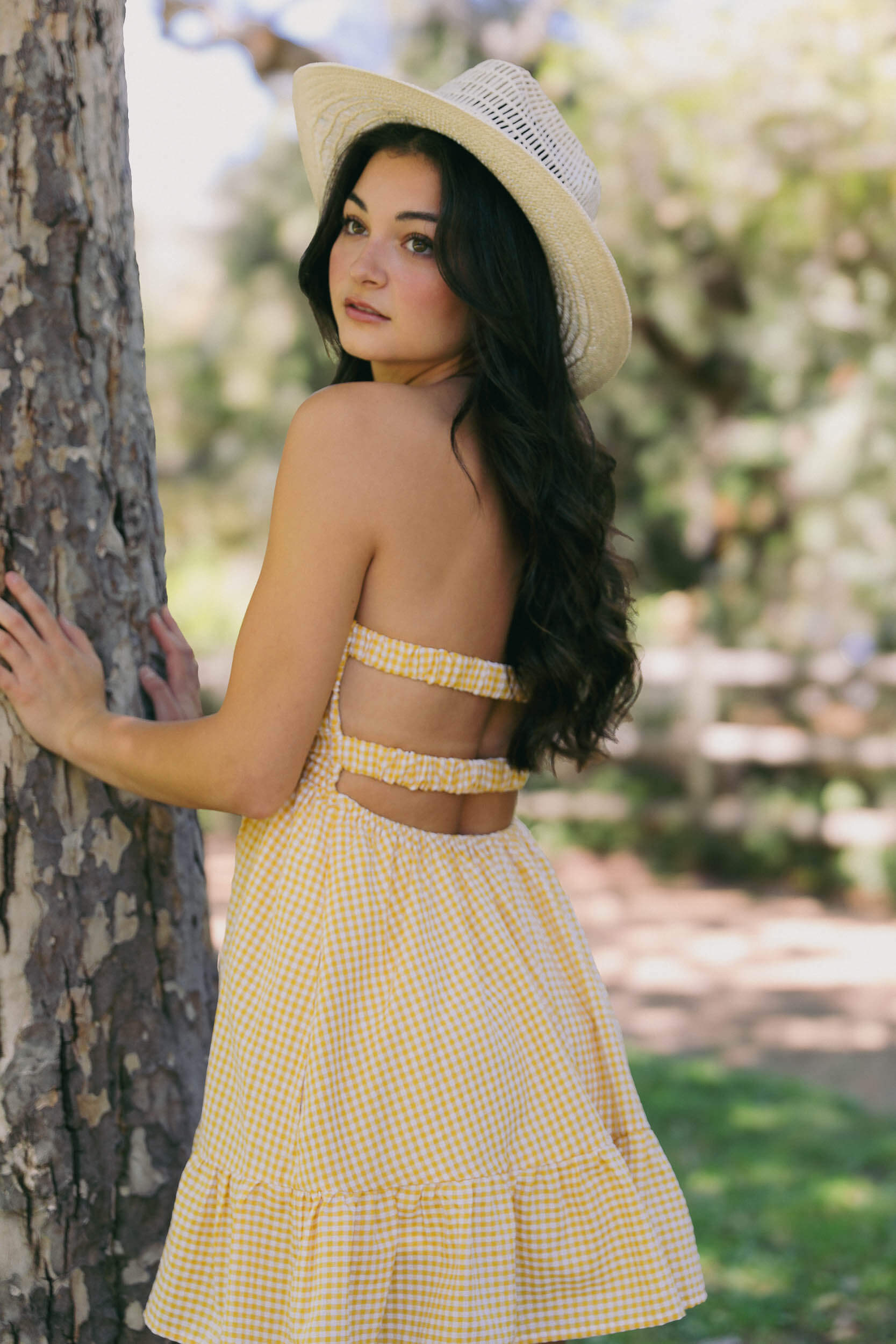 Womens open back mini dress with stretchy back straps