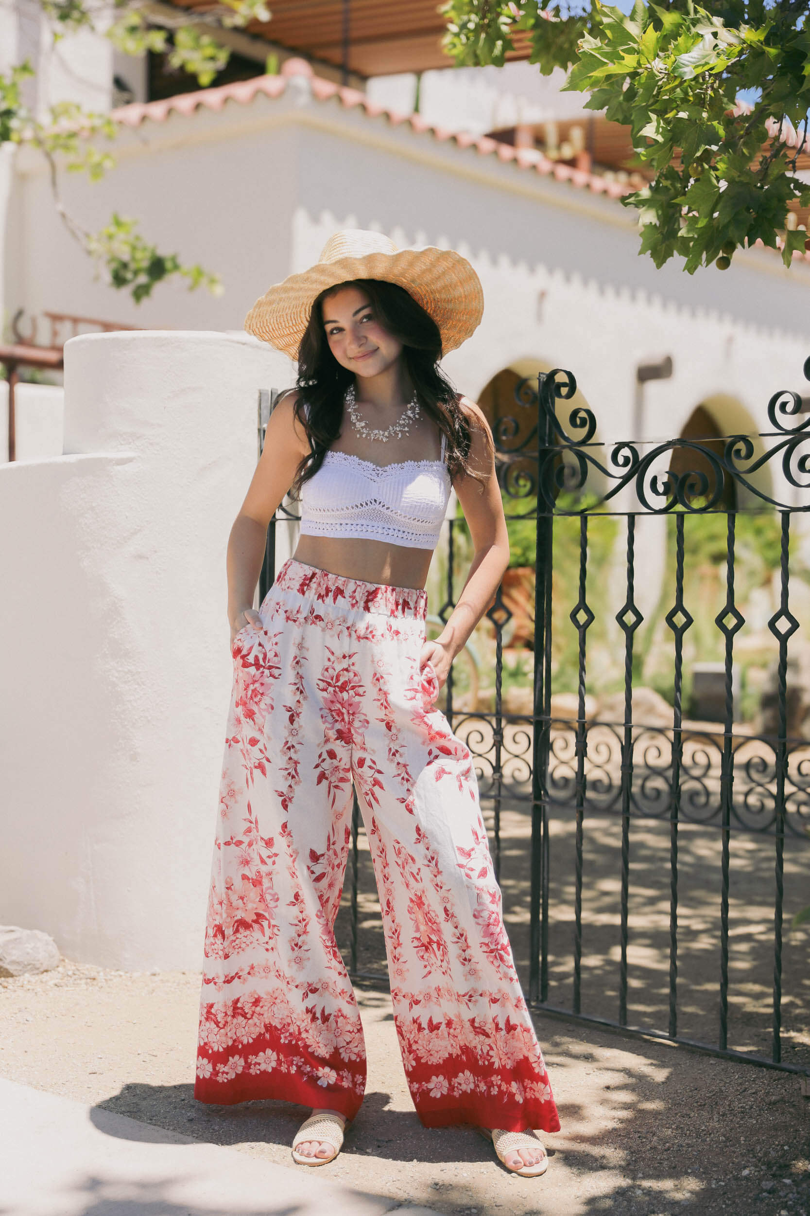 Womens wide leg floral printed pants