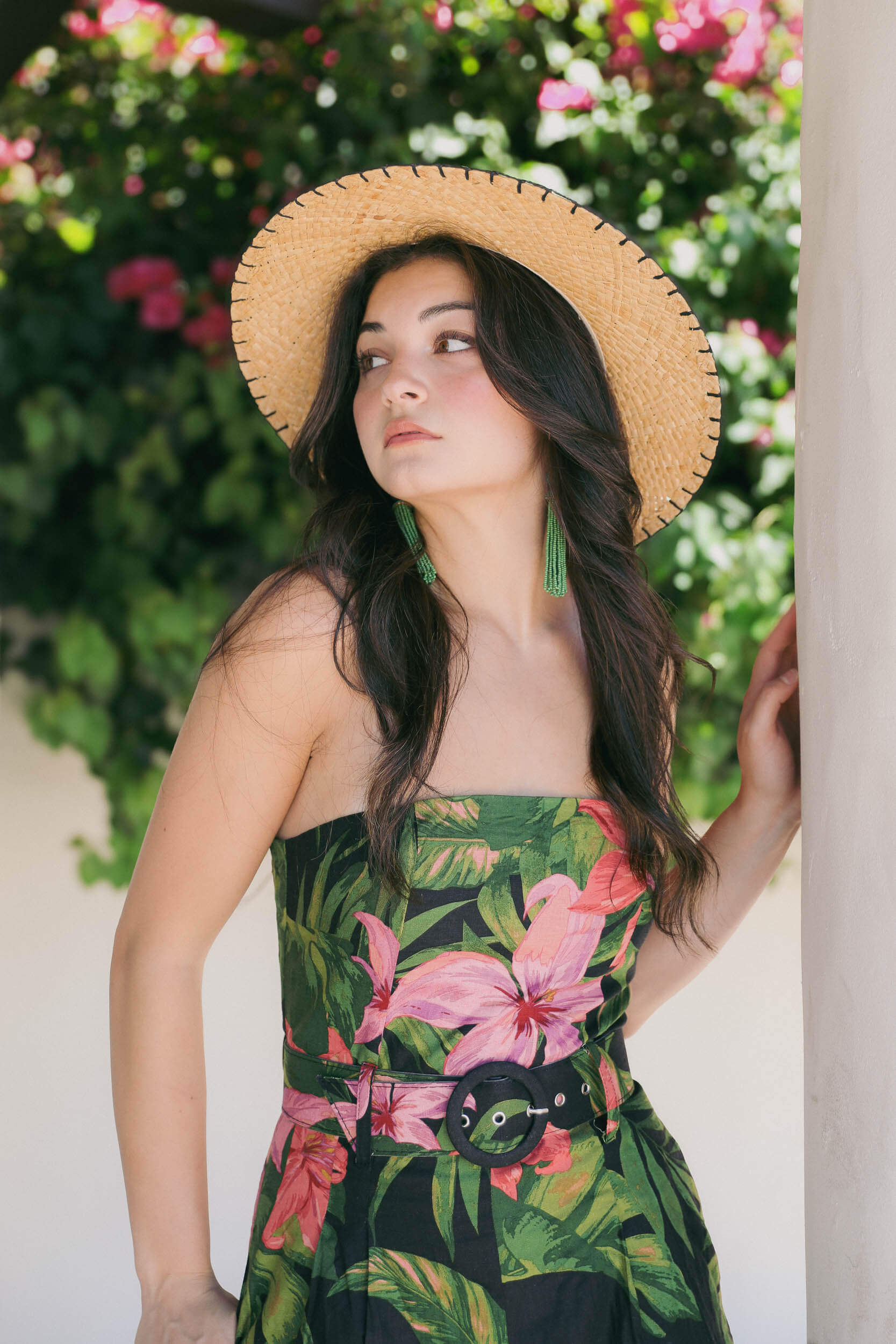 Womens strapless romper with belt
