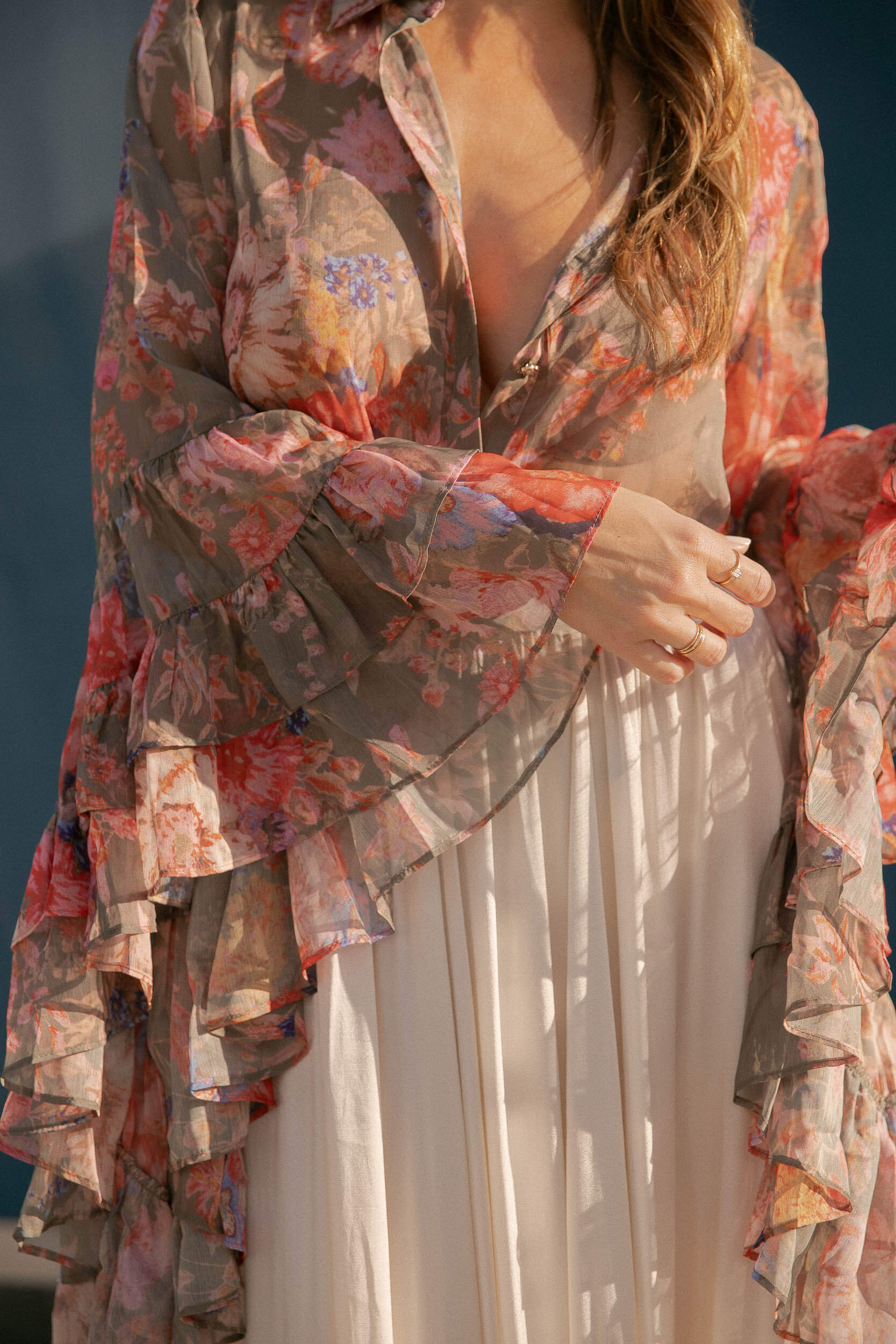 Womens ruffle floral blouse