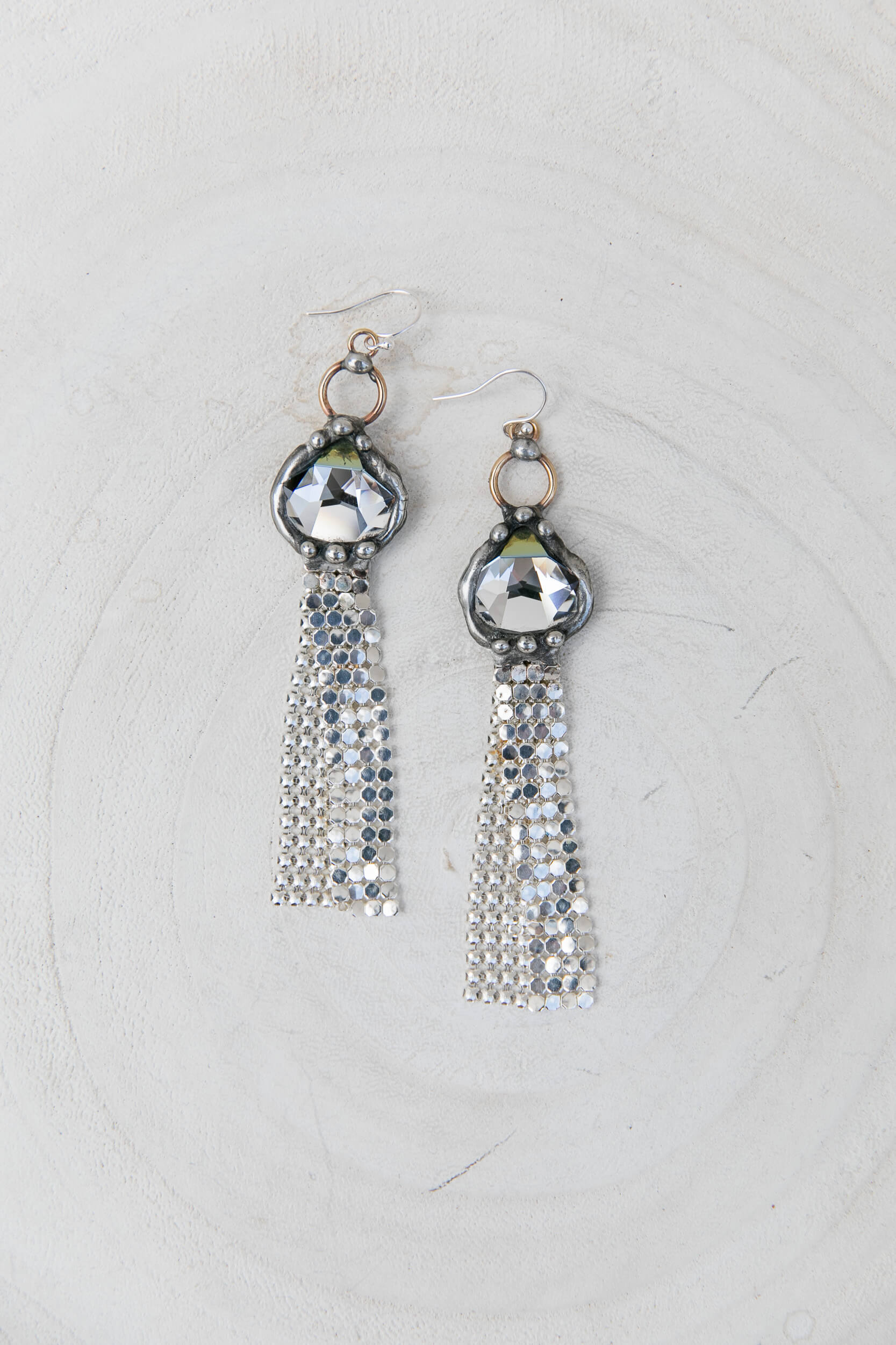 Silver Mesh Fringe Earrings