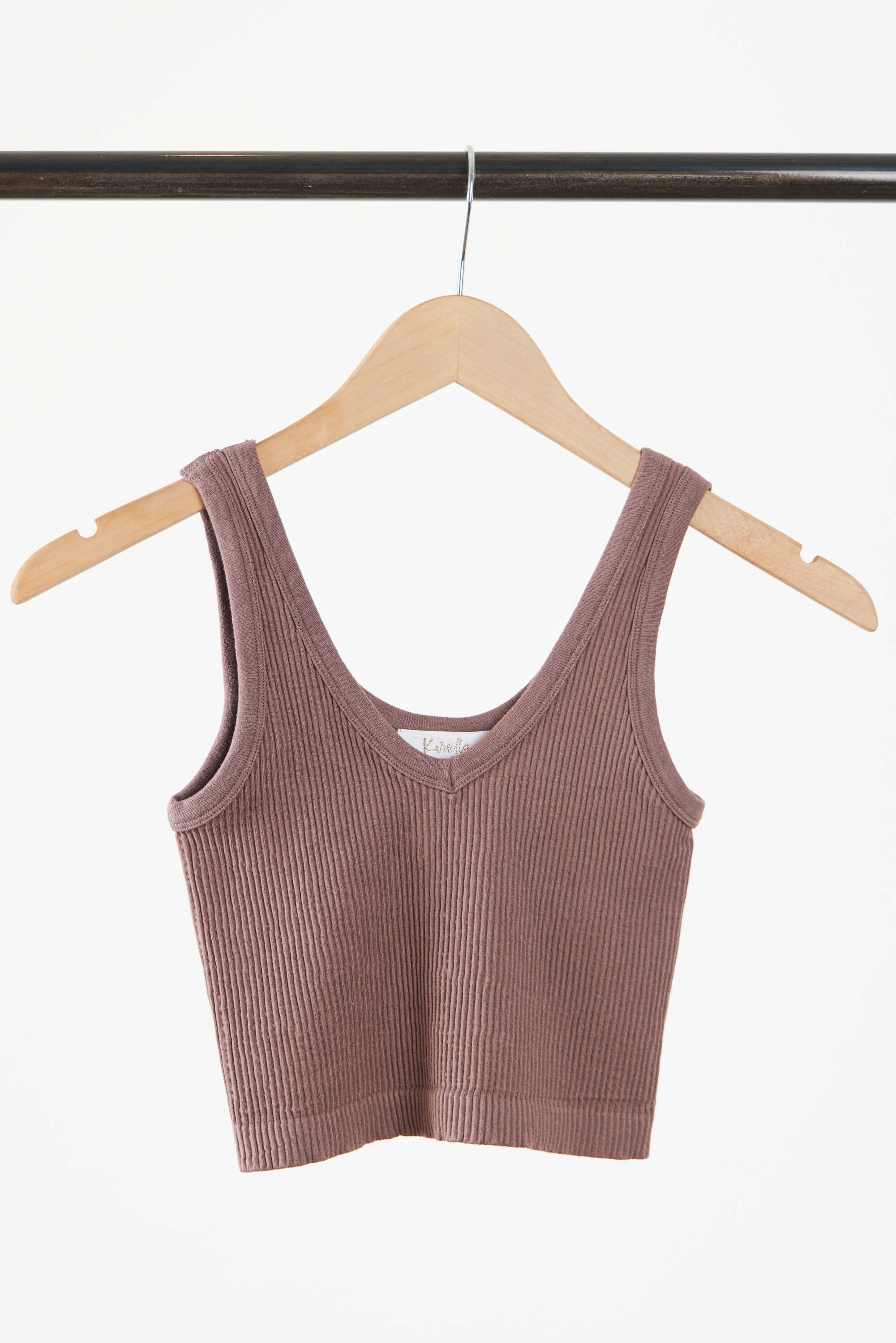 Kariella's women's crop top tank deep taupe