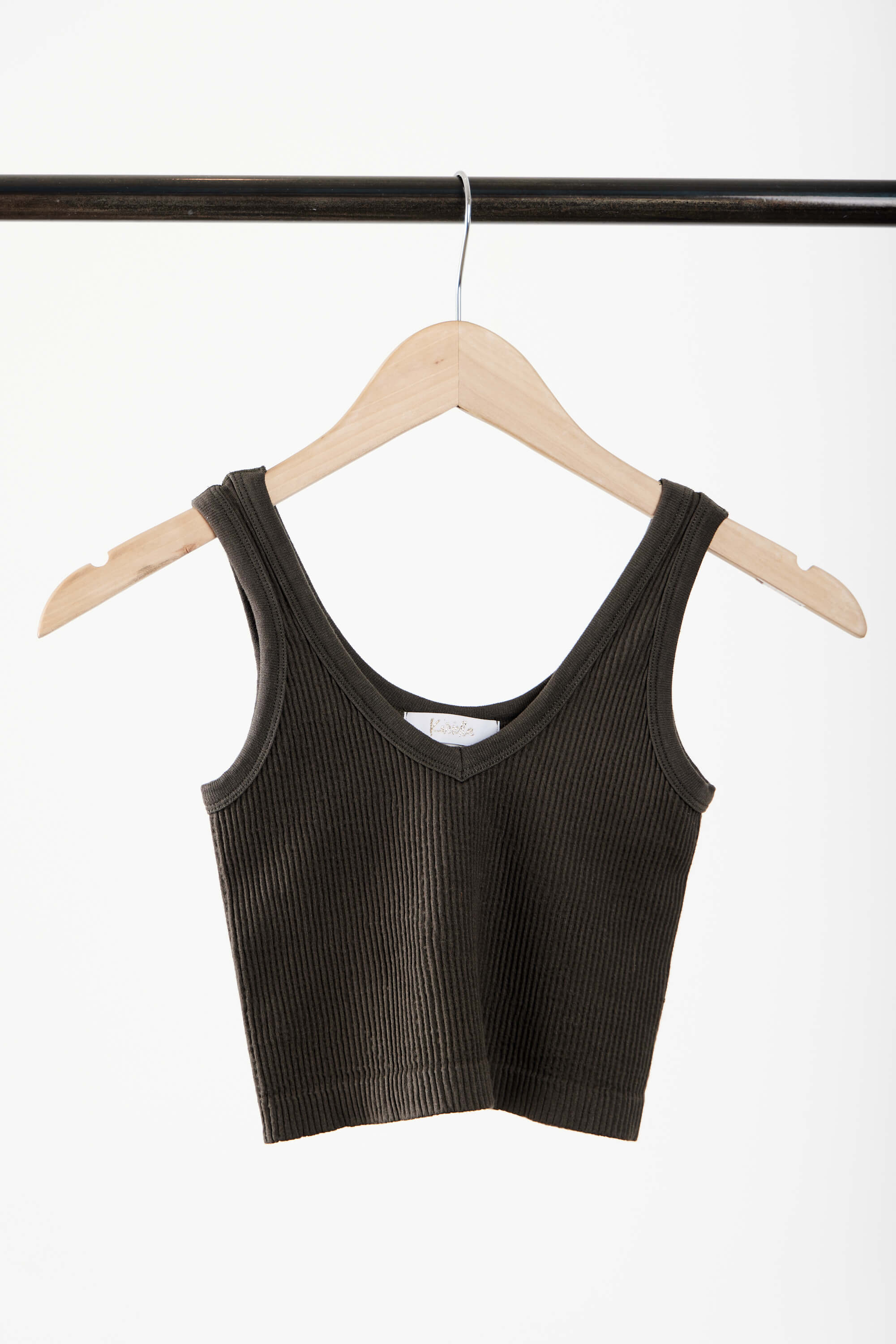 Women's olive v neck crop top