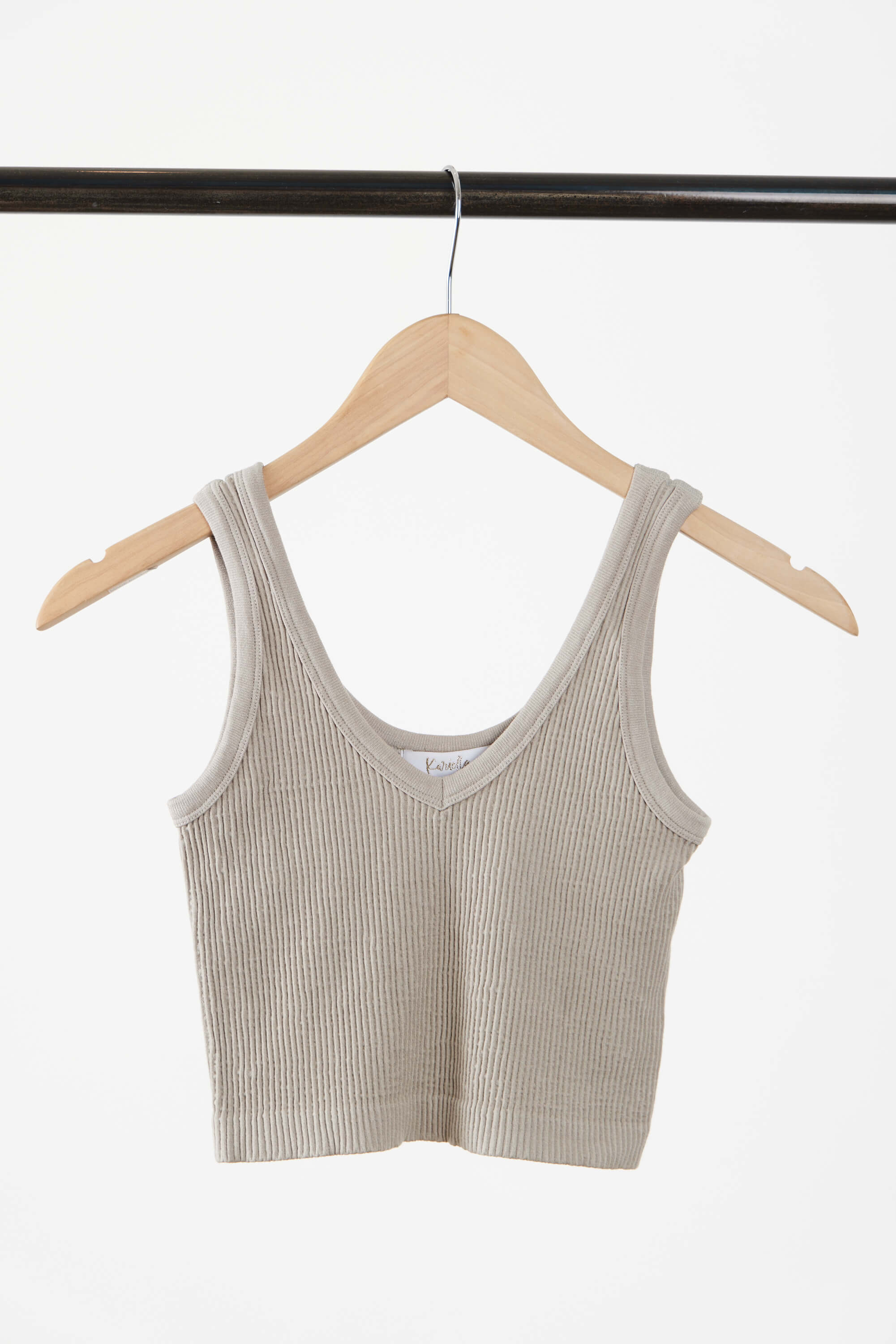 Women's grey v crop tank top