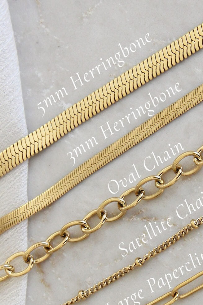 Maive 5mm herringbone chain bracelet in 18k gold