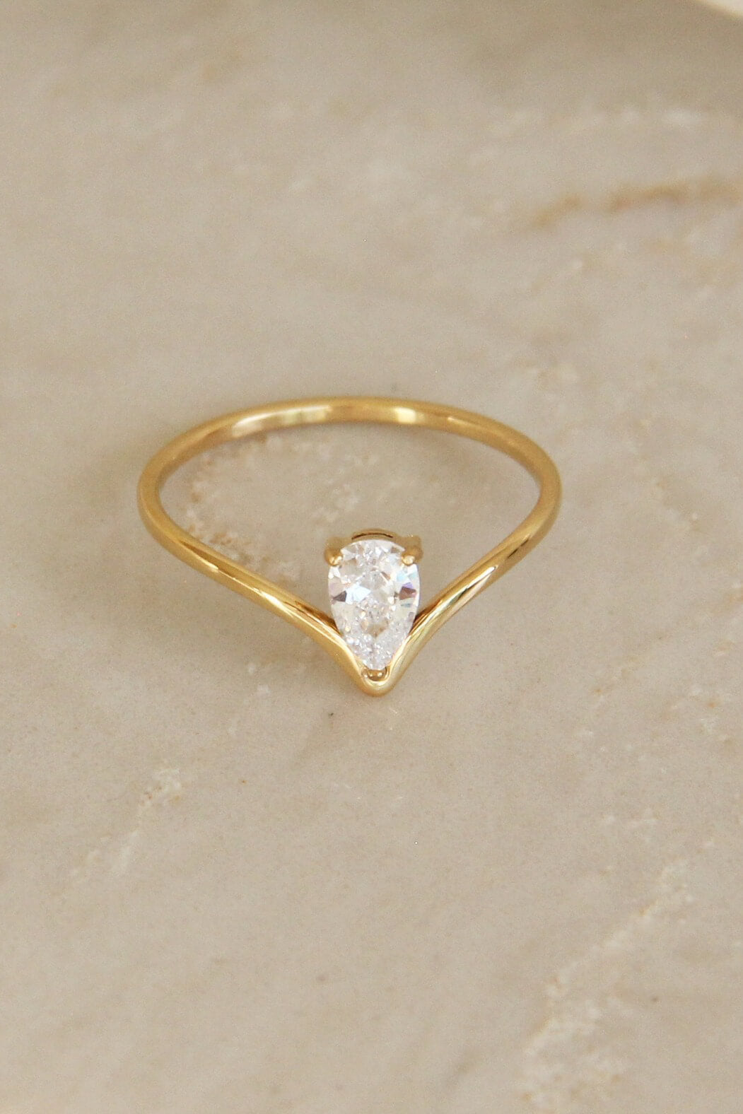 Maive Teardrop Diamond Ring in gold