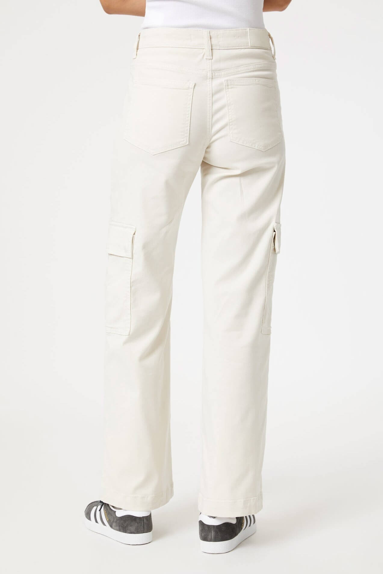 Mavi Alva high rise cargo pants in off white luxe twill