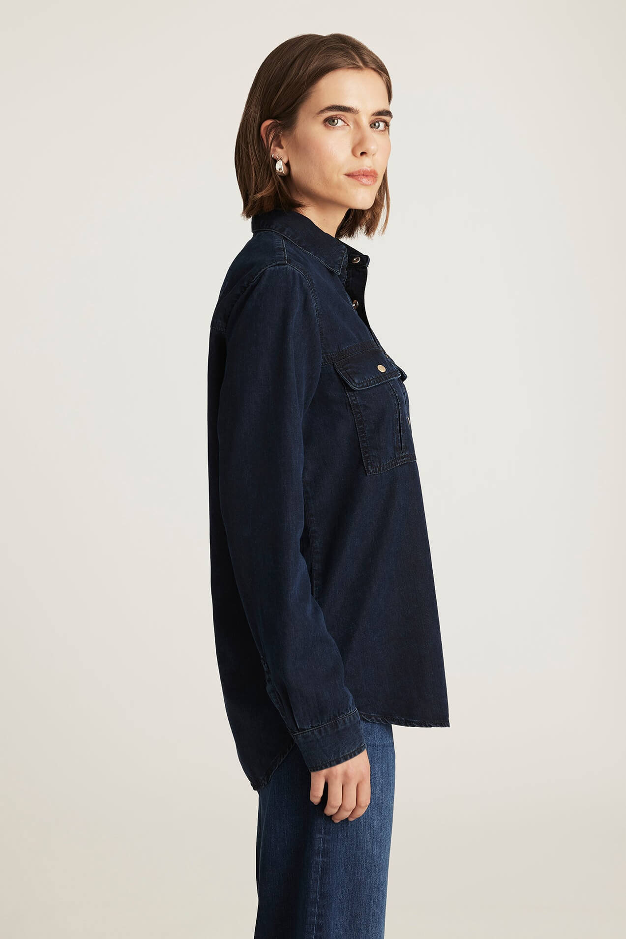 Mavi Jeans Nia Denim Shirt in ink gold premium