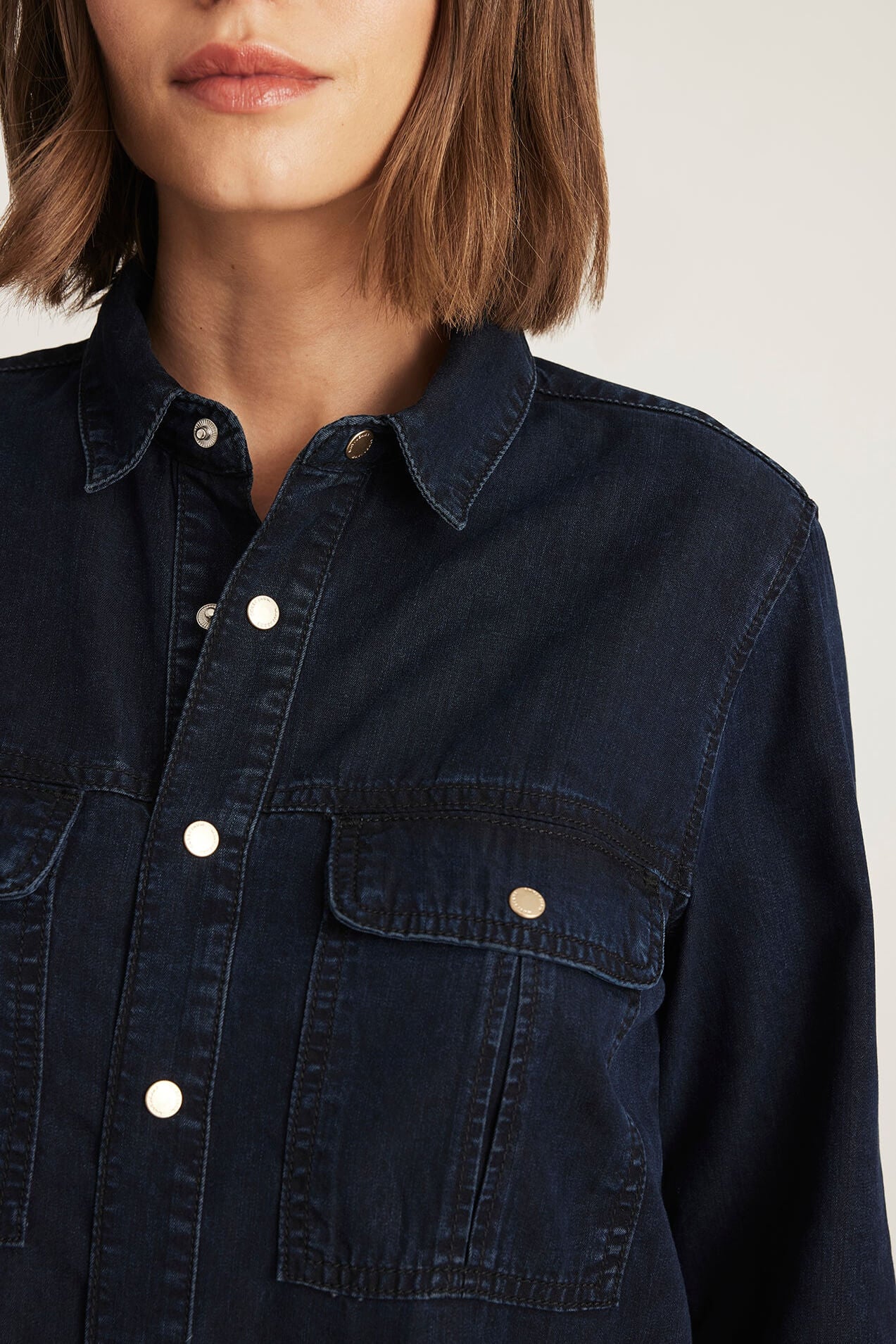 Mavi Jeans Nia Denim Shirt in ink gold premium