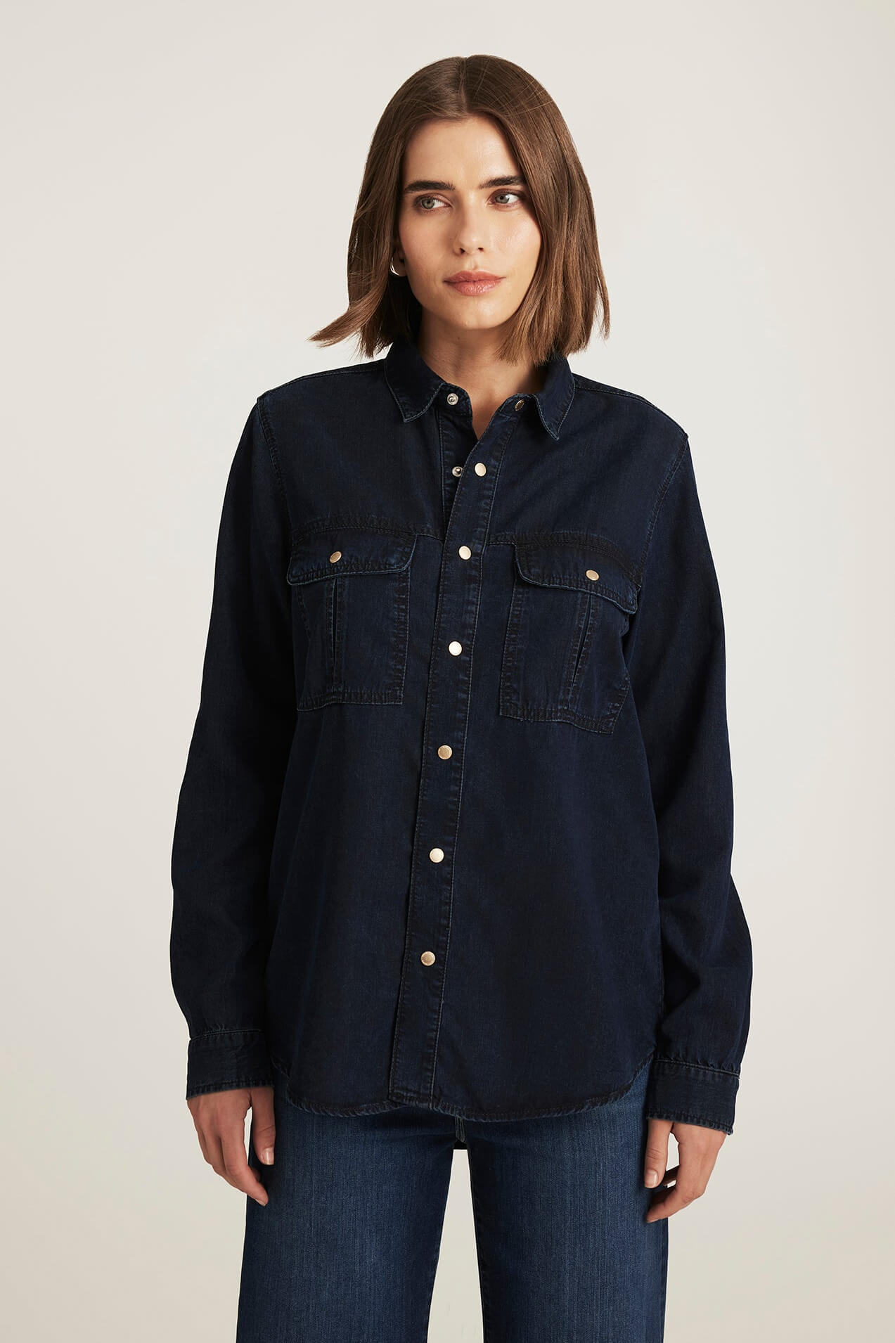 Mavi Jeans Nia Denim Shirt in ink gold premium