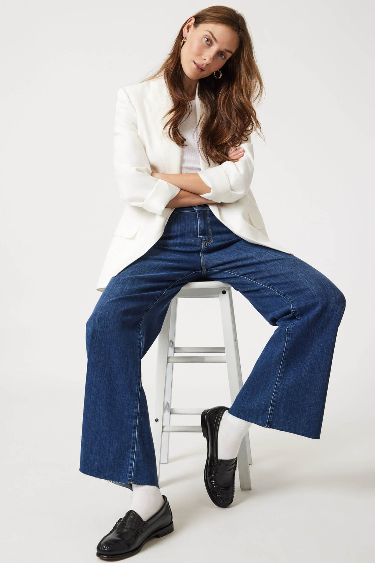 Mavi Jeans Paloma wide leg in mid brushed blue