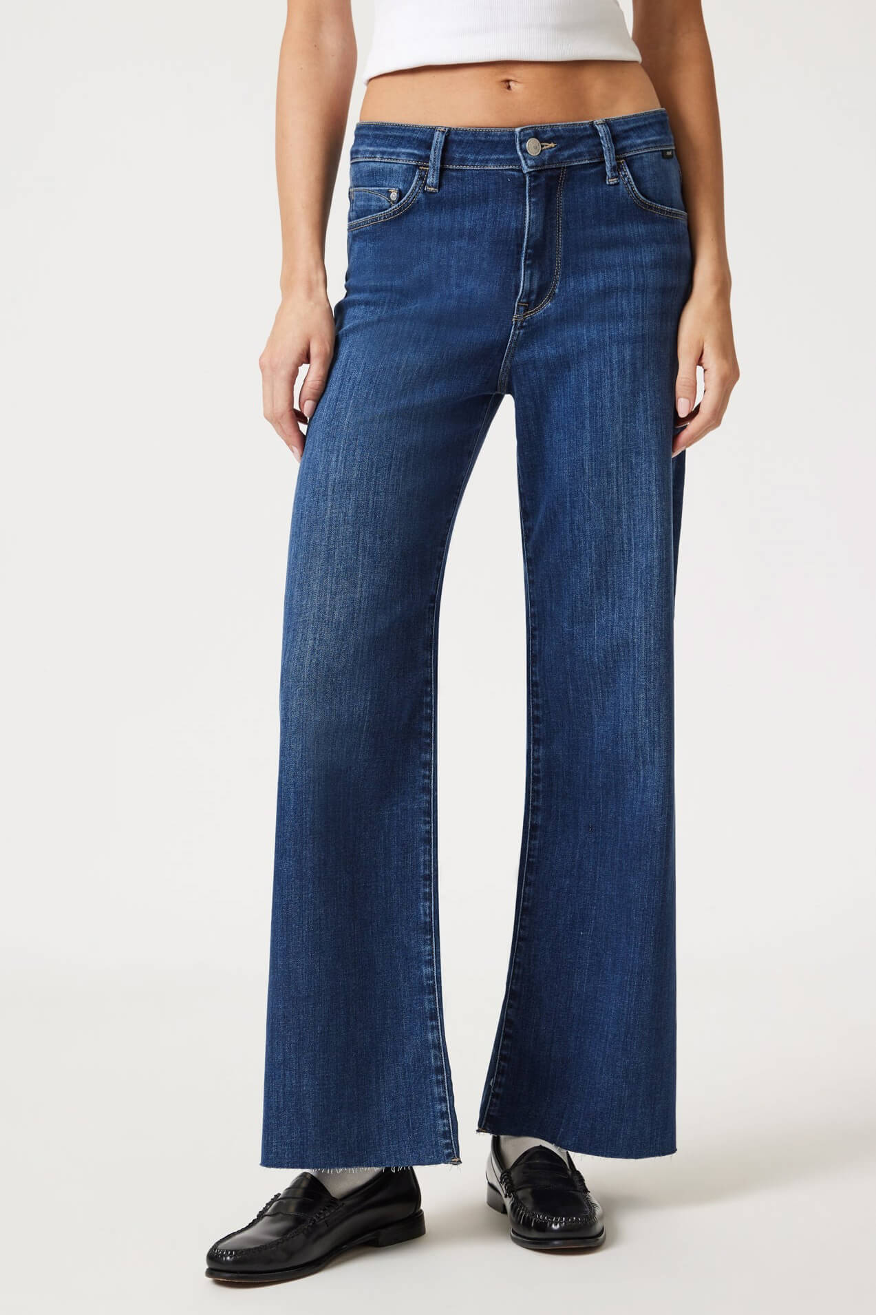 Mavi Jeans Paloma wide leg in mid brushed blue