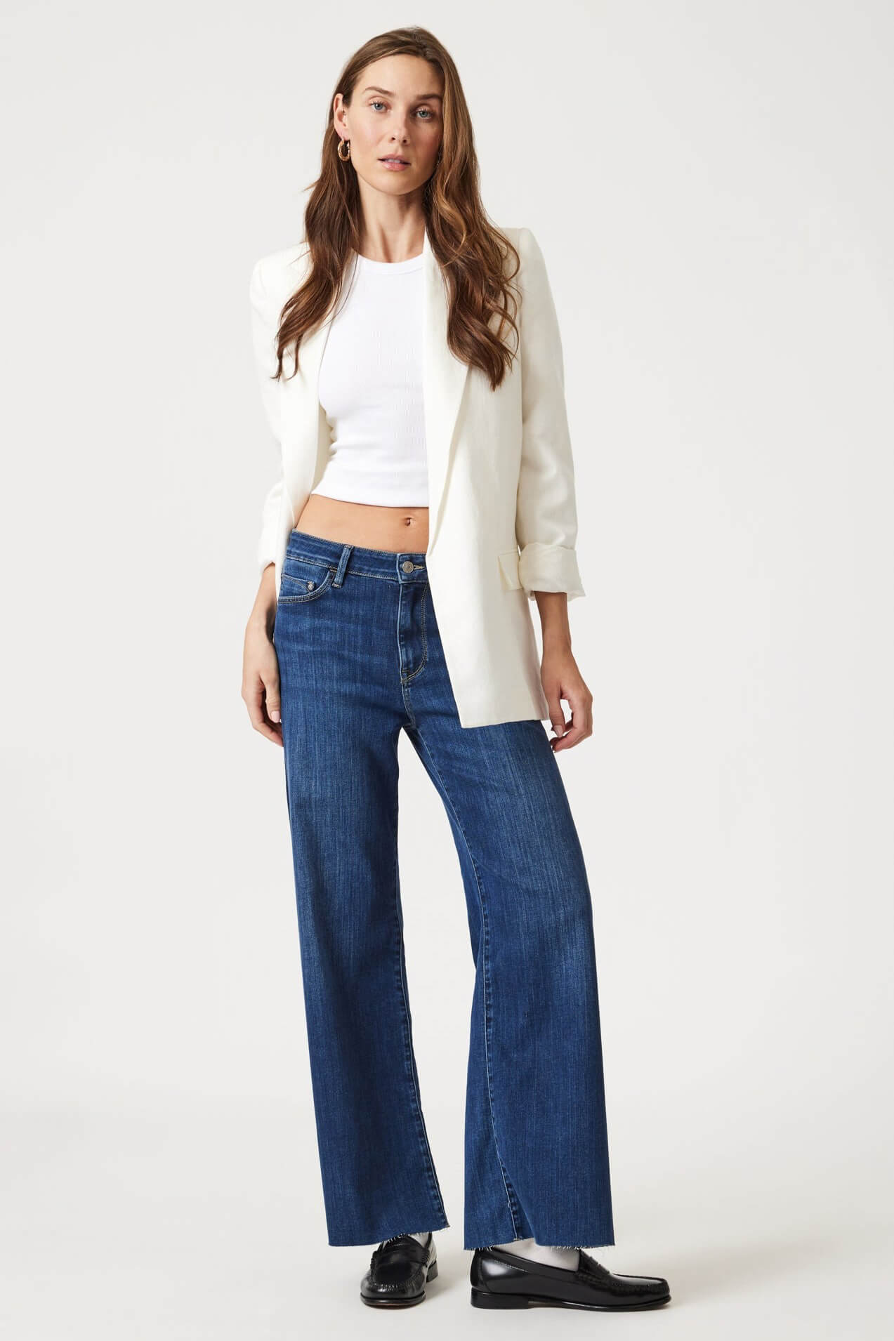 Mavi Jeans Paloma wide leg in mid brushed blue