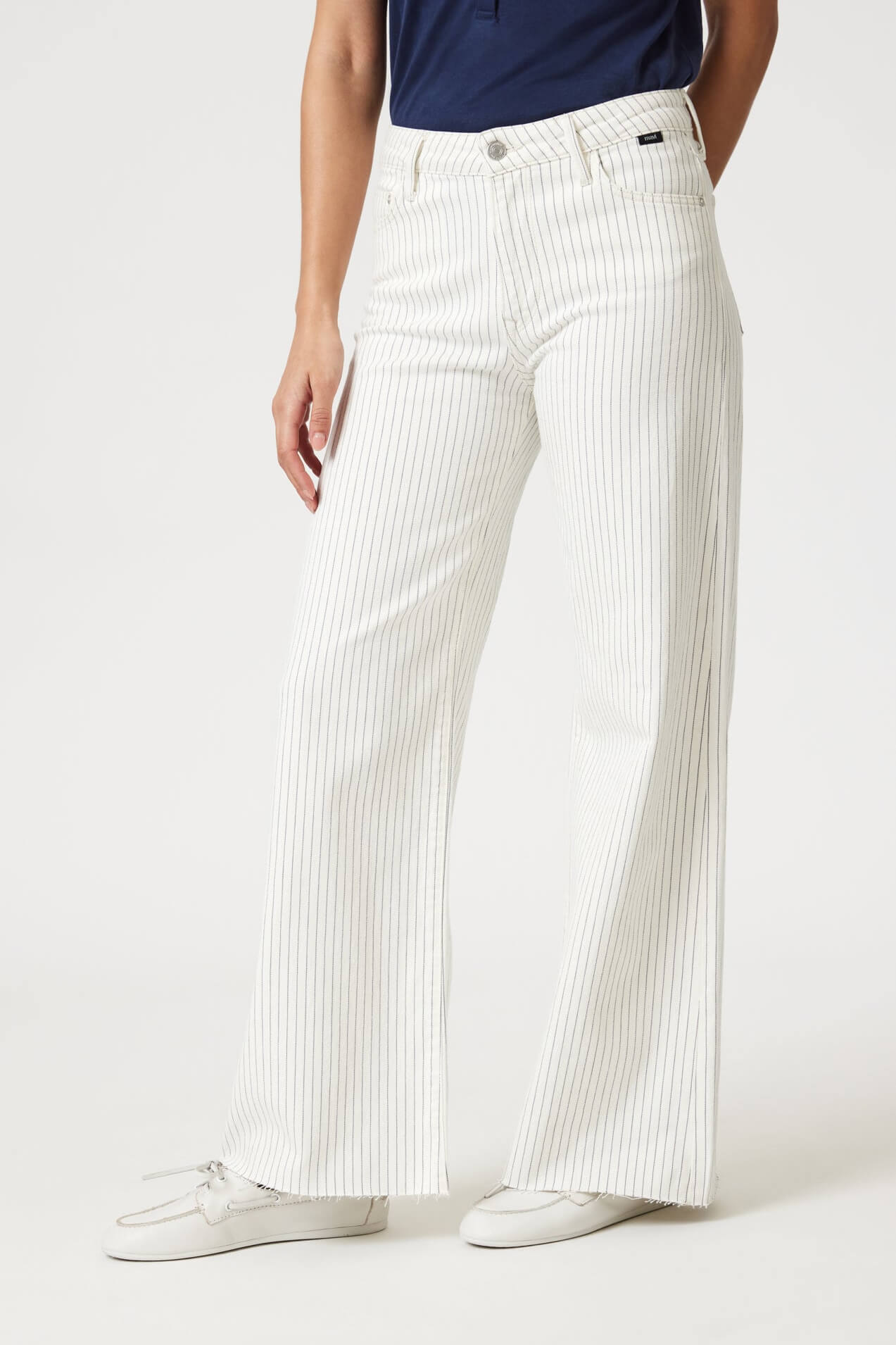 Mavi Jeans Paloma wide leg in off white stripe