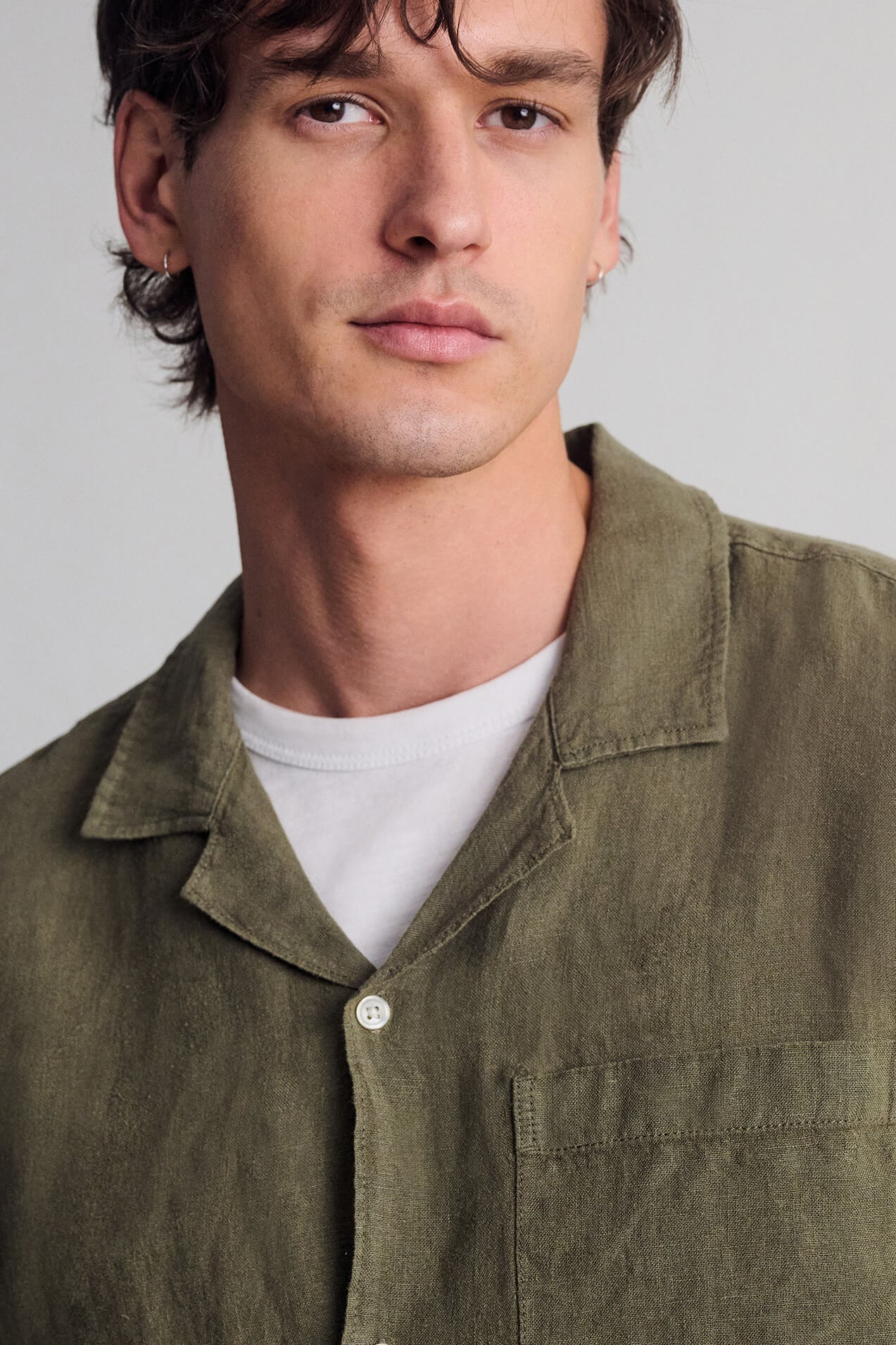 Mavi Jeans Linen short sleeve button up shirt in kalamata