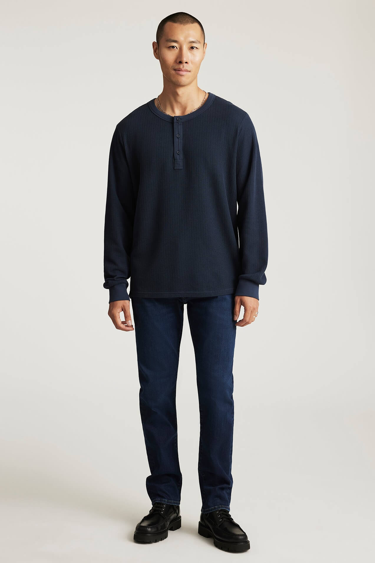 Mavi Long Sleeve Henley in eclipse