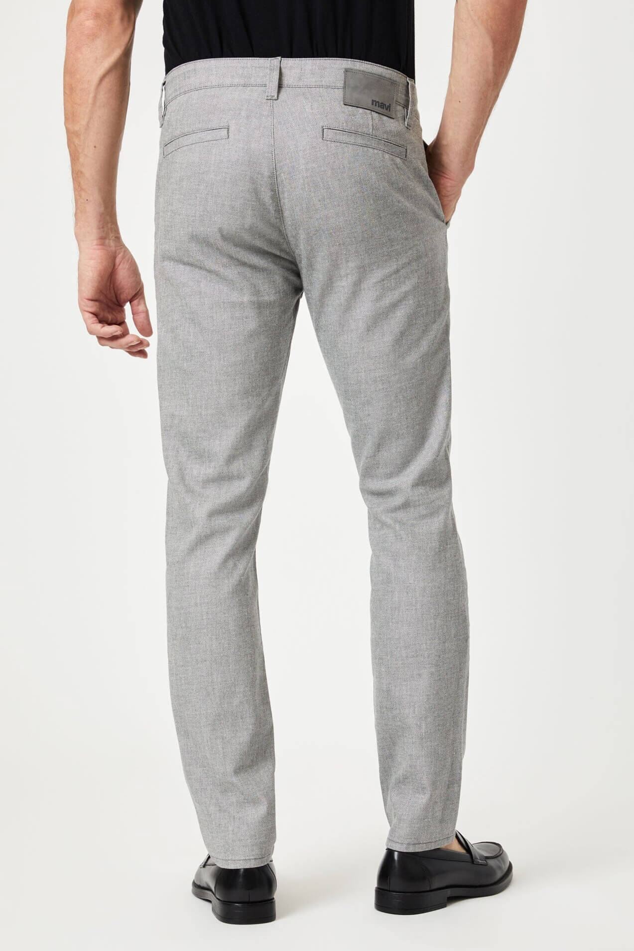 Mavi milton mid rise slim leg in dark grey linen