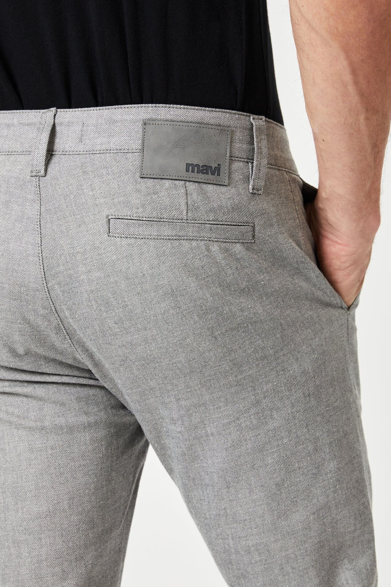 Mavi milton mid rise slim leg in dark grey linen