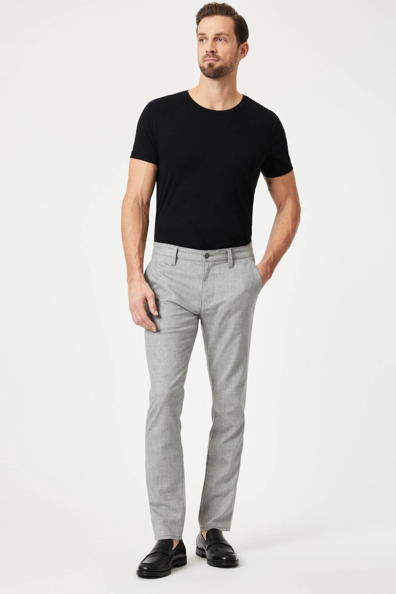 Mavi milton mid rise slim leg in dark grey linen