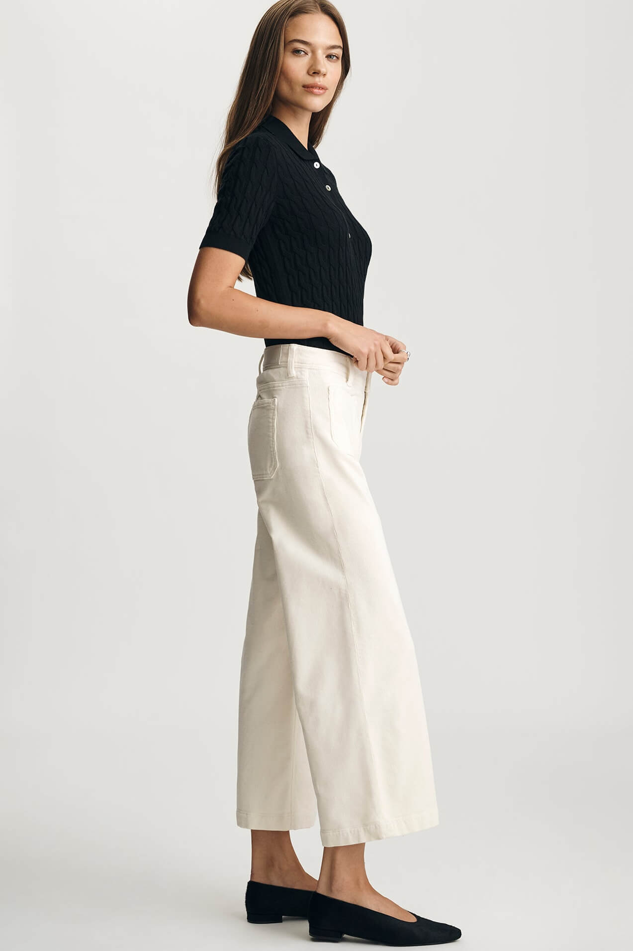 Mavi Paloma Marine Wide Leg in white cord