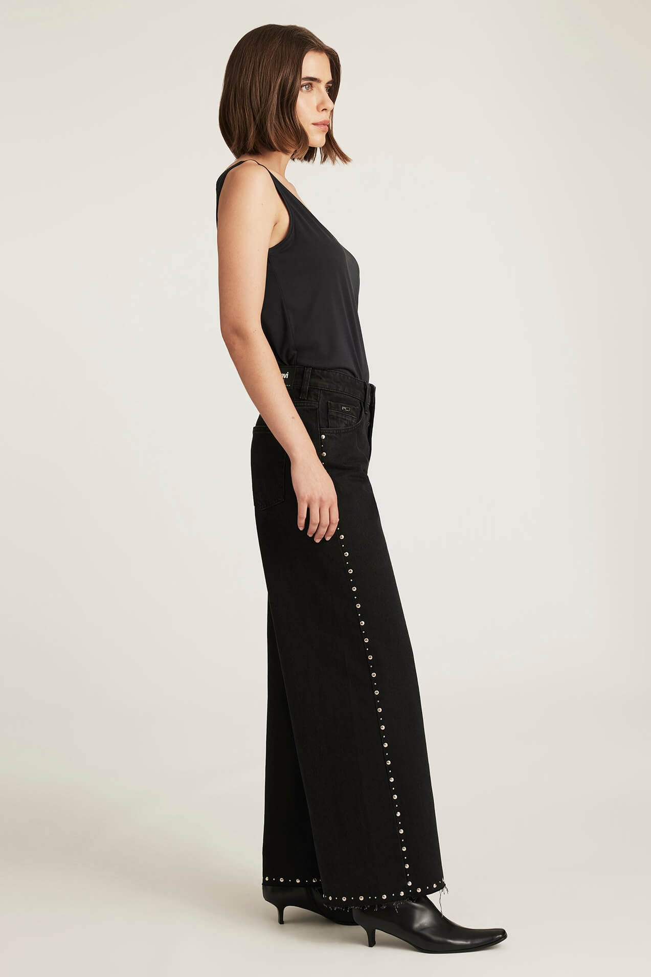 Mavi Rebecca Studded Wide Leg in smoke