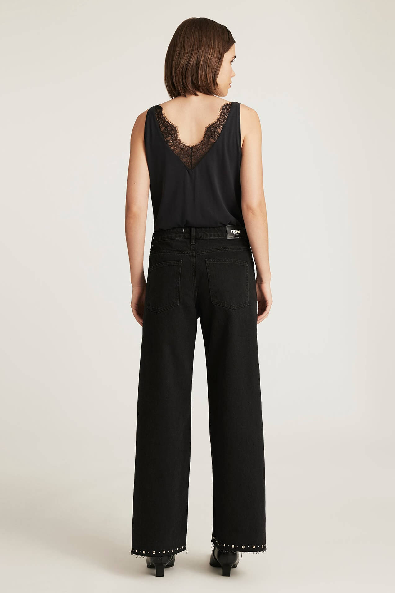 Mavi Rebecca Studded Wide Leg in smoke