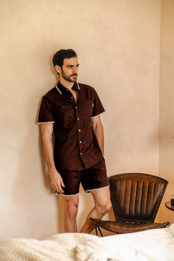 Mavrans brown stitch weekend short