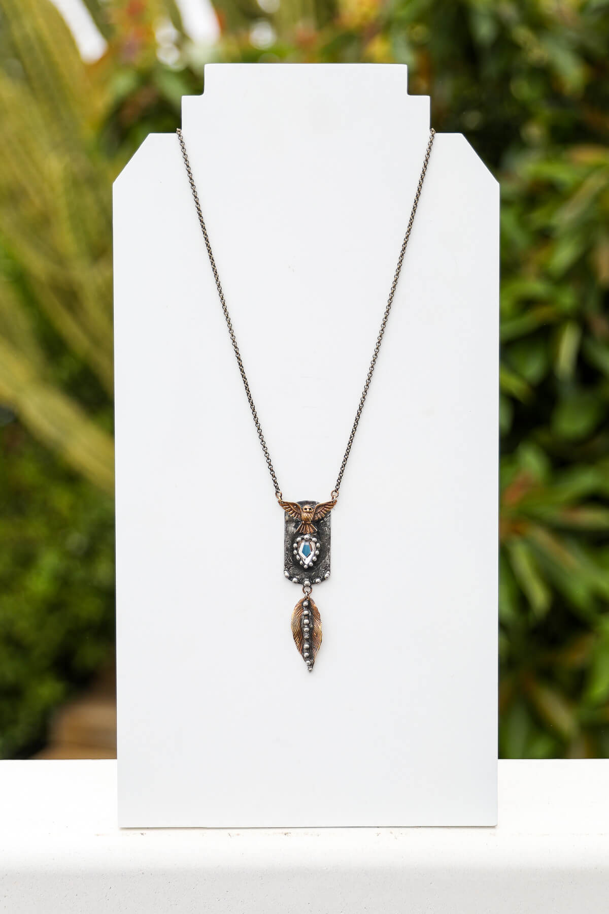 mikal winn owl and crystal necklace