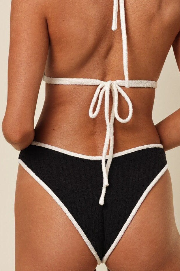 Montce swim Lulu bottom in black terry rib